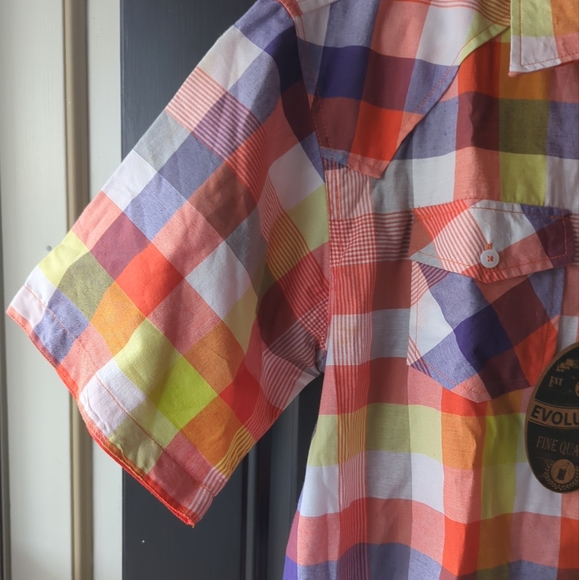 Evolution In Design Fine Quality Shirt Double Button Pockets Mens 2XL Plaid - Picture 3 of 10